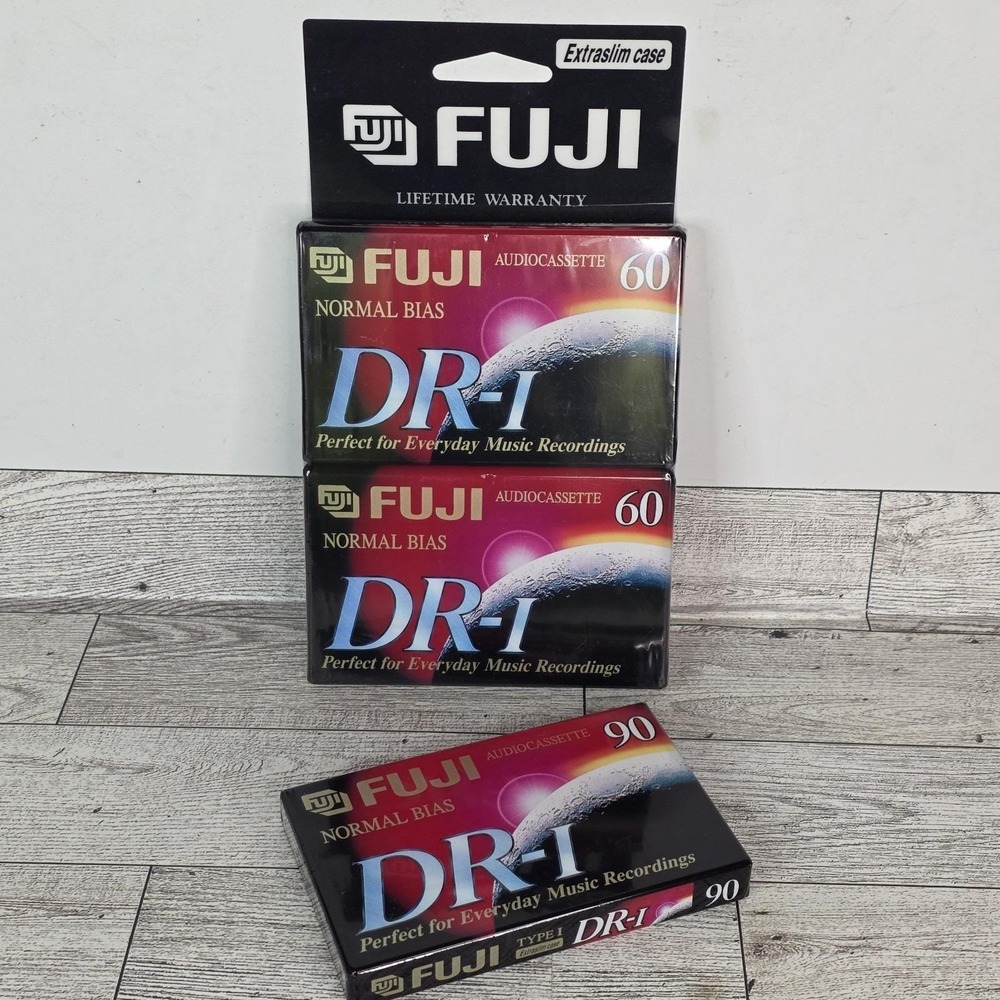 Lot Fuji DR-I 2 Pack 60 Min 1 90 Min Cassette Tape Type 1 Normal Bias Sealed NOS
